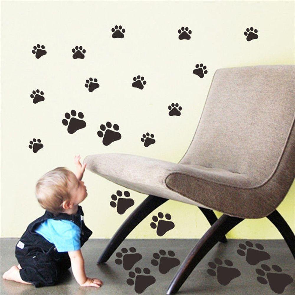 22Pcs/set Children's Room Removable Vinyl Wall Stickers Cat Dog Paws Home Mural Refrigerator Decal