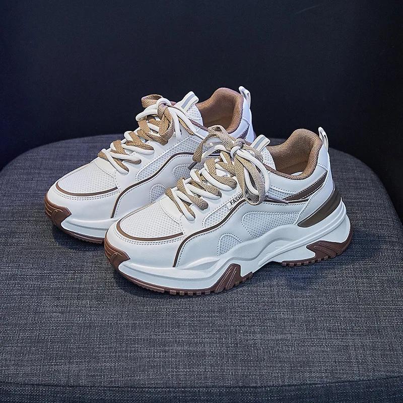 Туфли на толстой подошве для женщин 2024 Весна Новые дышащие повседневные спортивные туфли на платформе Кроссовки женские Zapatillas De Deporte