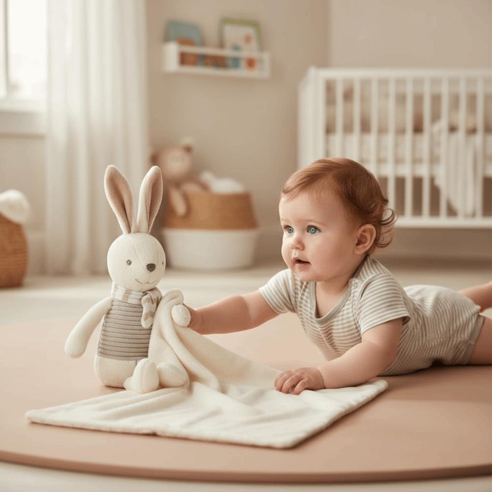Elegant Bow Decor Rabbit Square Blanket Square Shape Baby Security Blanket Infant Use
