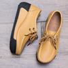 Genuine Leather Women Walking Shoes 5cm High Wedges Heels Shoes Lace-up Platform Shoes Loafers Mother Shoes