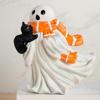 Halloween Ghost Ornament Cute Ghost Figurine Spooky Halloween Ghost Figurine Set with Black Cat Statue Resin for Mantel