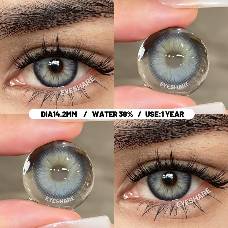 Eyeshare Синие цветные контактные линзы для глаз, натуральные линзы для глаз, серые контактные зеленые линзы, синие линзы, модные линзы, 1 пара
