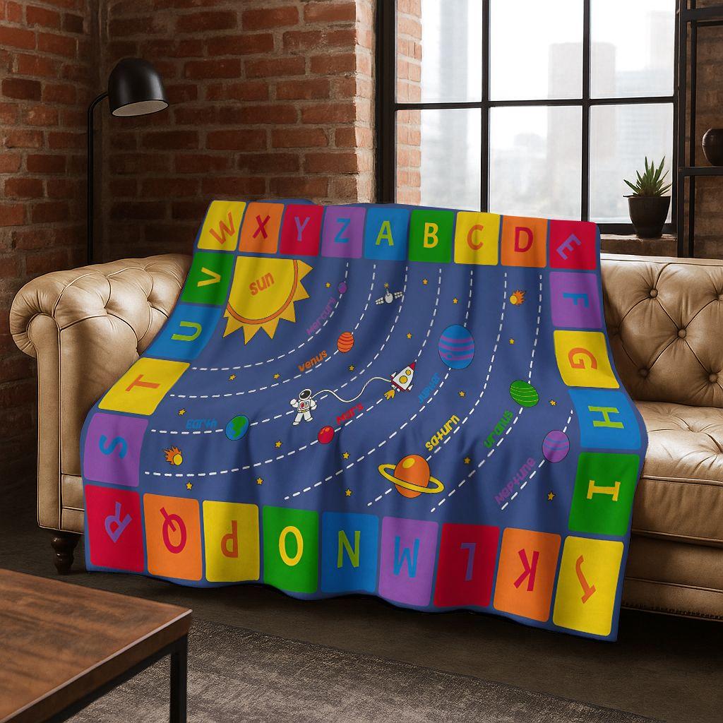ABC Animal Alphabet Cartoon Early Educatio Children Flannel Blanket,Cozy Soft Throw Blanket for Home Bedroom Bed Sofa Cover