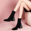 Booties New In Rhinestone Female Short Shoes Autumn Boot Chic and Elegant Winter 2024 Women's Ankle Boots Trend Sale Pu On Offer