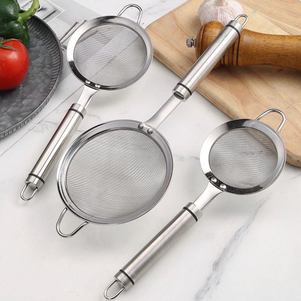 Fine Mesh Flour Sieve Stainless Steel Kitchen Colander Kitchen Gadgets Frosting Filter  Baking
