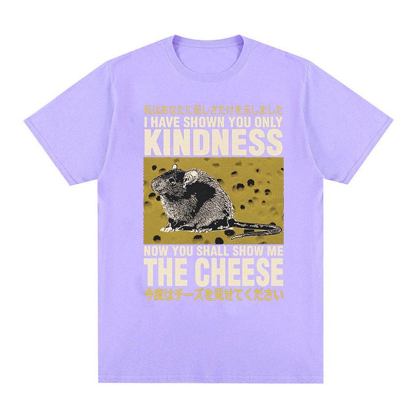 Japanese Rat Show Me The Cheese Funny Graphic T Shirt Unisex Women Retro Gothic Clothing T-shirts Harajuku Oversized Cotton T-shirt