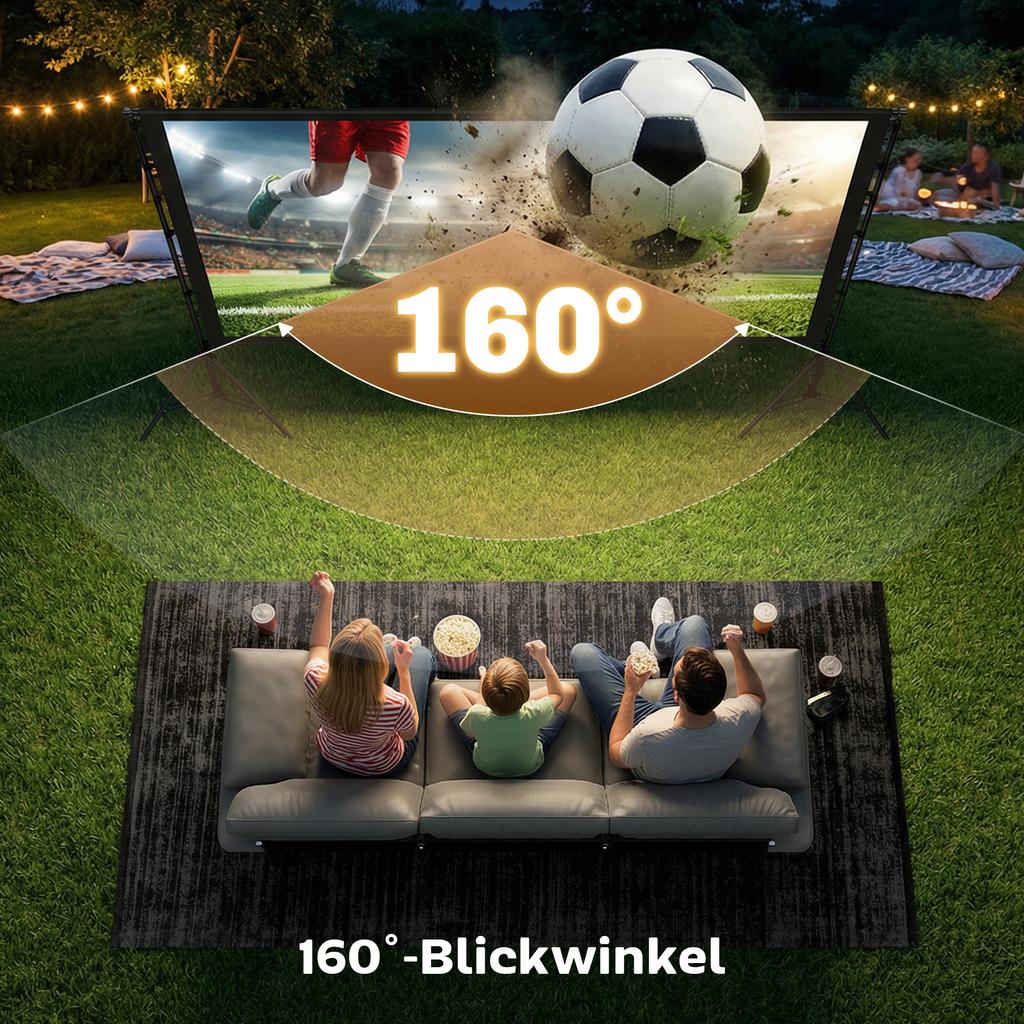 Projector Screen with Stand, 100-inch 16:9, Portable Double-sided, Foldable Tripods, White