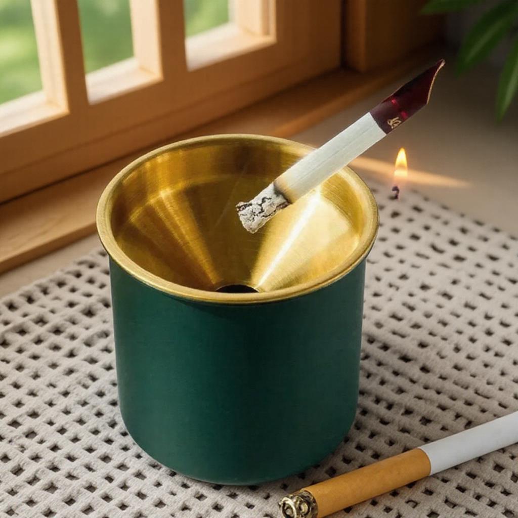 Stainless Steel Ashtray with Lid for Home Car Cafe Bar Modern Design Anti Flying Ash Cigarette Holder