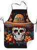 Mexican Sugar Skull Mexico Five-Five Festival Apron Cook Restaurant Printed2D Print Design