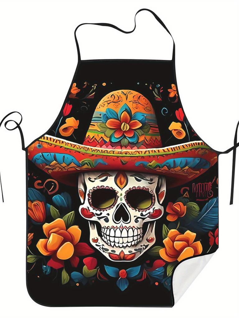 Mexican Sugar Skull Mexico Five-Five Festival Apron Cook Restaurant Printed2D Print Design