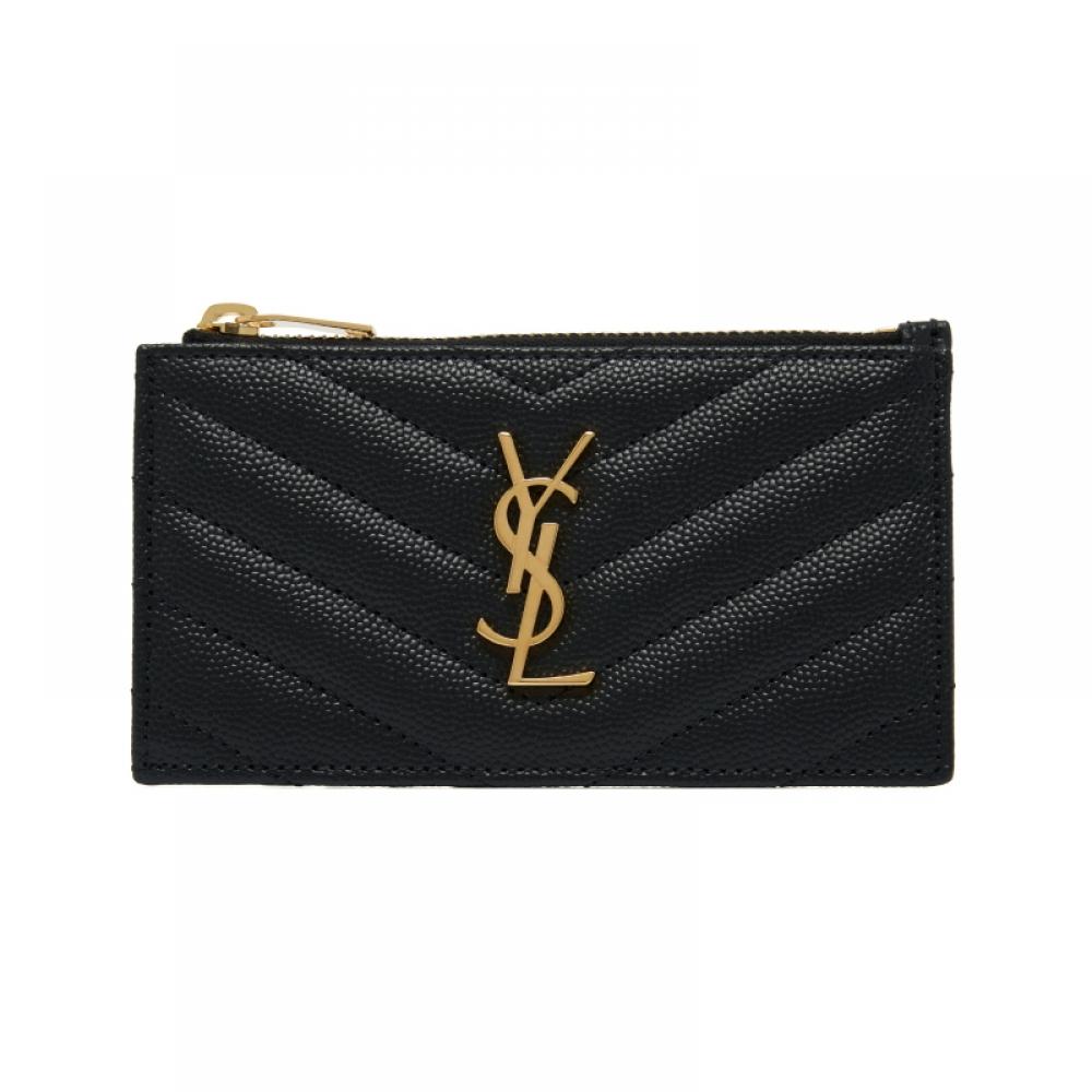 Saint Laurent Card Wallet Cassandra Monogram Matelass Gold Zipper 607915 Bow01