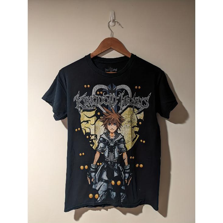 Men'S Vintage Kingdom Hearts 2 Sora Official Promo Graphic T-Shirt - Oversized Black Retro Gaming Tee with Sora & Keyblade Design, Officially