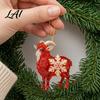 Christmas Tree Ornaments Goat Car Hanging Ornament 2D Acrylic Pendant with String Cute Animal Decor for Rearview Mirror Holiday Party Gift Friends