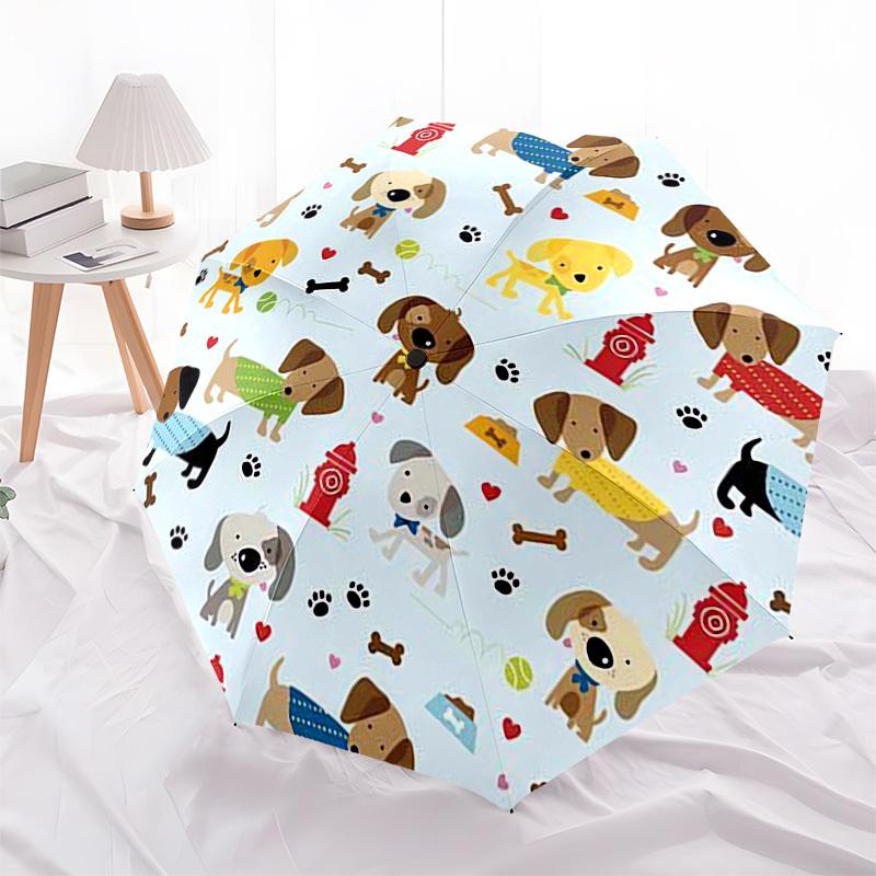 1pc Dogs Playing with Balls Umbrella with Plastic Handle,Suitable for All Seasons Home Travel Outdoor UmbrellaPT290
