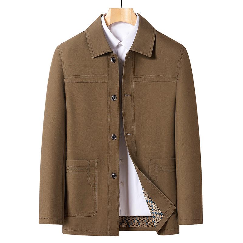 Lapel Casual Plus Size Autumn Coat for Middle-Aged and Elderly Men