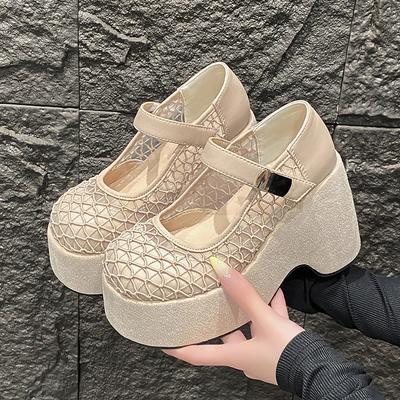 Модные полые дышащие шлепанцы на массивном каблуке, сандалии на платформе и танкетке, летние туфли-лодочки на высоком блочном каблуке для женщин, обувь, лоферы, сандалии