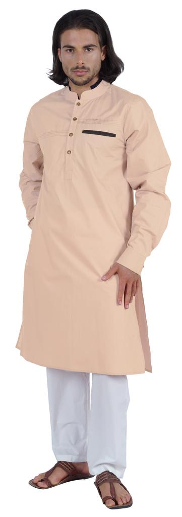 Atasi Мужская длинная однотонная кофта Henley с длинным рукавом и воротником-стойкой, этническая длинная