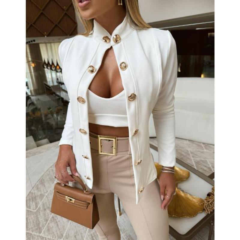 Женская мода повседневная осень-зима однотонные принты с длинным рукавом и воротником-стойкой пальто