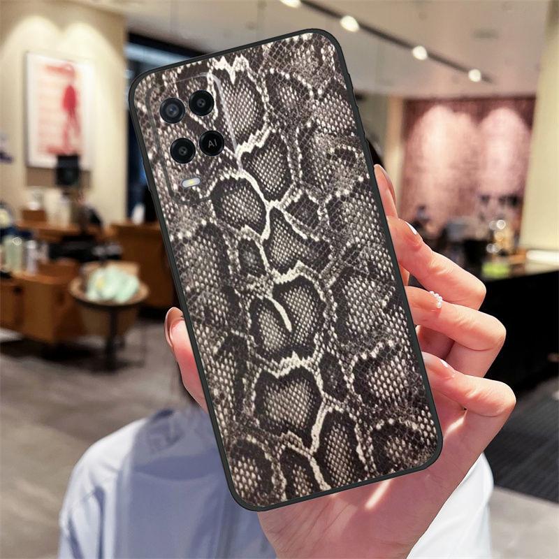Чехол с текстурой змеи для Oppo A94 A54 A40 A60 A80 A98 A78 A18 A38 A58 A16 A76 A96 A17 A77 A74 A57S A15