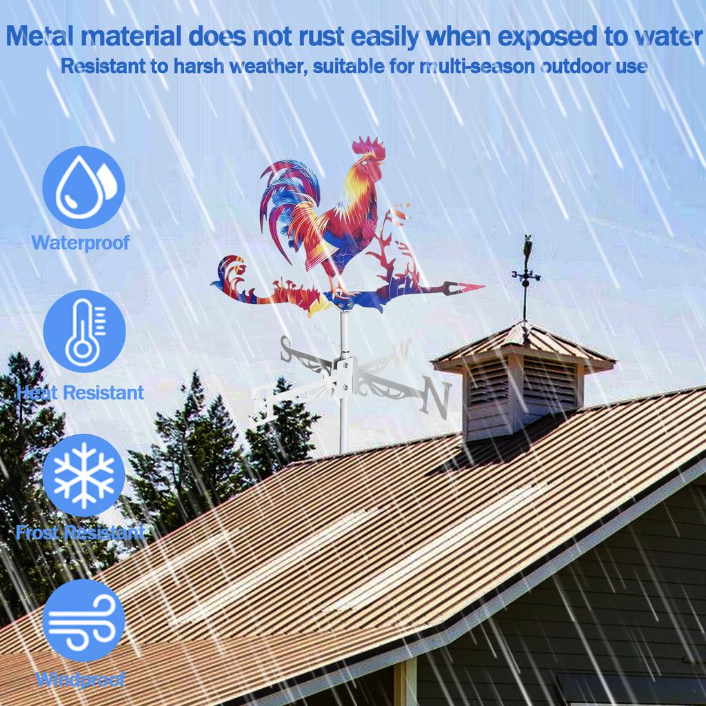 Новый металлический флюгер Петух Индикатор направления ветра Фермерский дом Сад Флюгер Спиннер Измерительные инструменты Наружные украшения