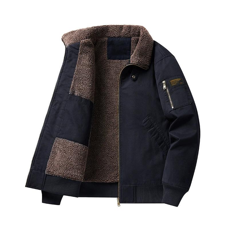 Осенне-зимняя утолщенная теплая ветровка, мужская куртка-пилот, шерстяная куртка, мужская осенне-зимняя толстая теплая куртка-бомбер, пальто