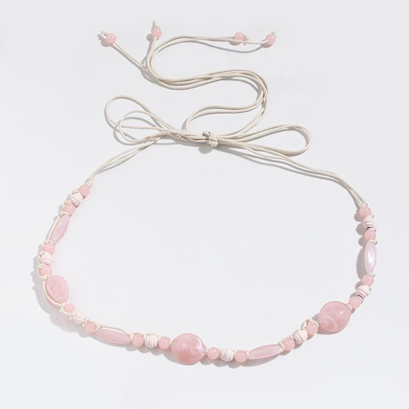 Бохо Стиль Вощеная Веревка Плетение Узлами Этнический Стиль Ручная Работа Деревянные Бусины Женский Пояс Повседневный Стиль для Отпуска Изысканная Поясная Веревка