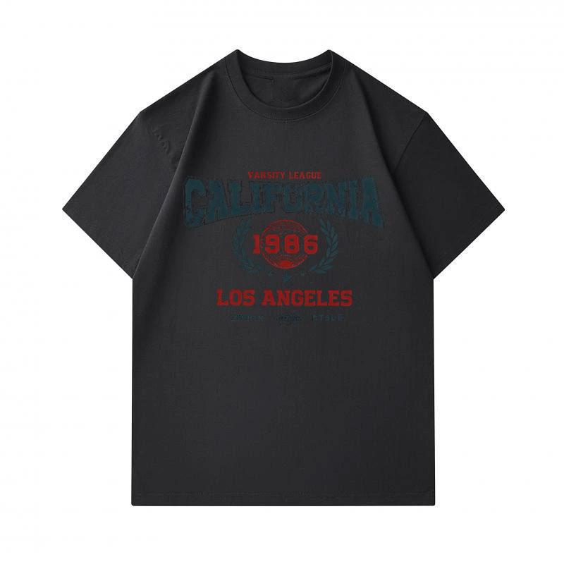 Men's 100% Cotton Crew Neck Short Sleeve T-Shirt, Vintage California Los Angeles Varsity League 1986 Print Casual Comfortable Urban Style Tee for Dail