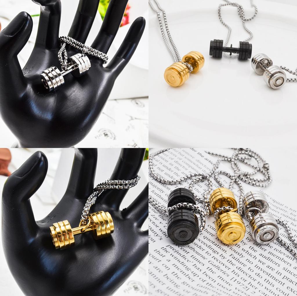 Ожерелье Temu Shein с подвеской в виде мультяшной гантели для хип-хоп моды и мужского подарка