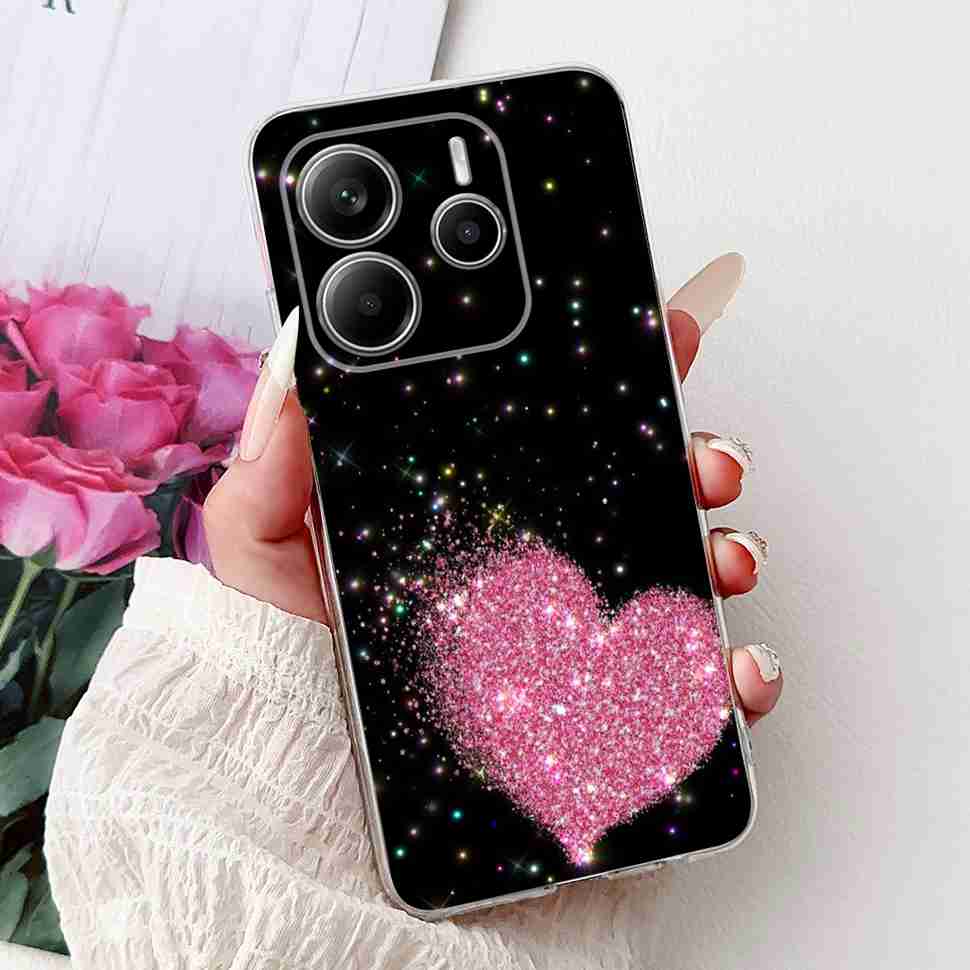 Чехол для Xiaomi Redmi Note 14 Pro 5G, красивый чехол с цветочным сердцем, мягкий силиконовый корпус для Redmi Note 14 Note14 4G, чехол