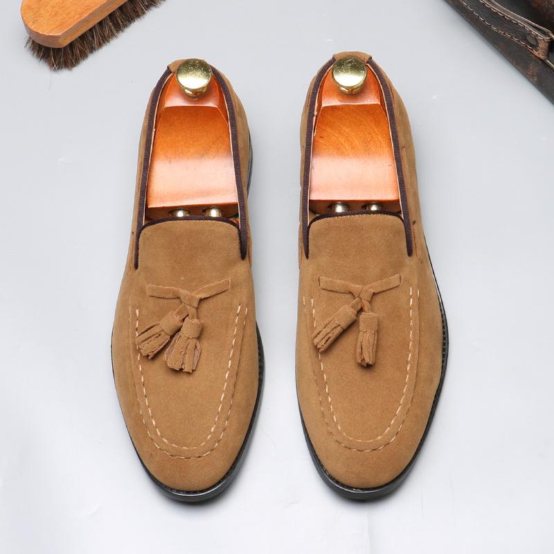 703-2 Лоферы Мужские Лоферы с кисточками Большой размер Повседневная кожаная обувь на одной педали