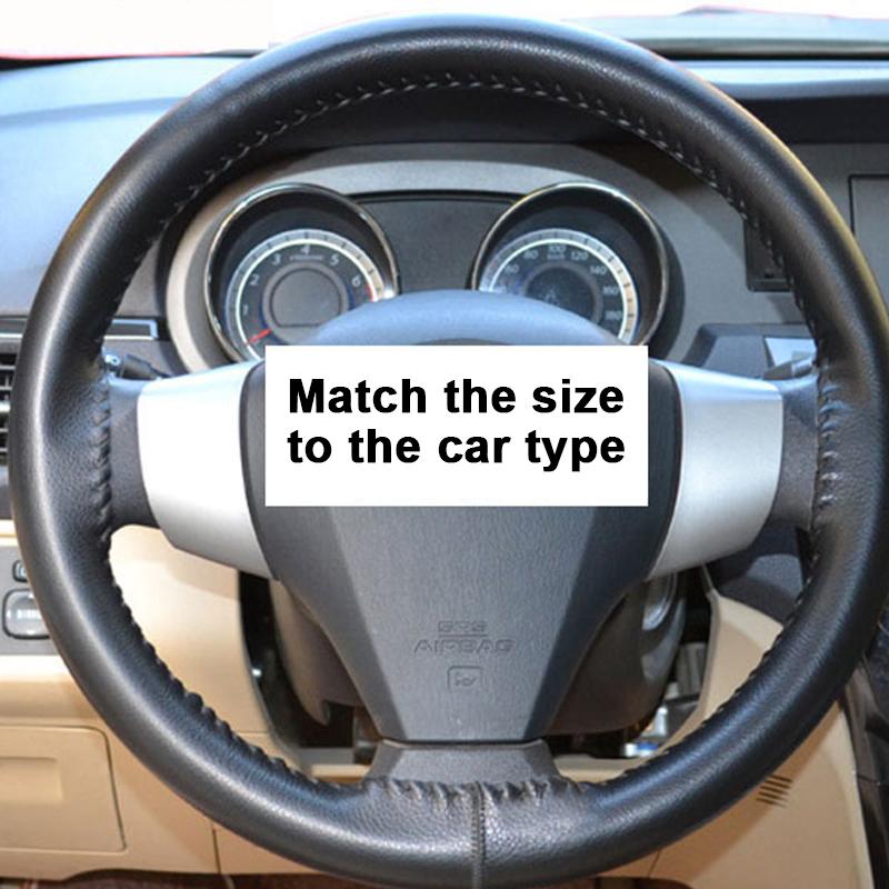 Two styles Car Steering Wheel Cover DIY Genuine Leather Cowhide Braid With Needles Thread Car-Styling Interior Accessory