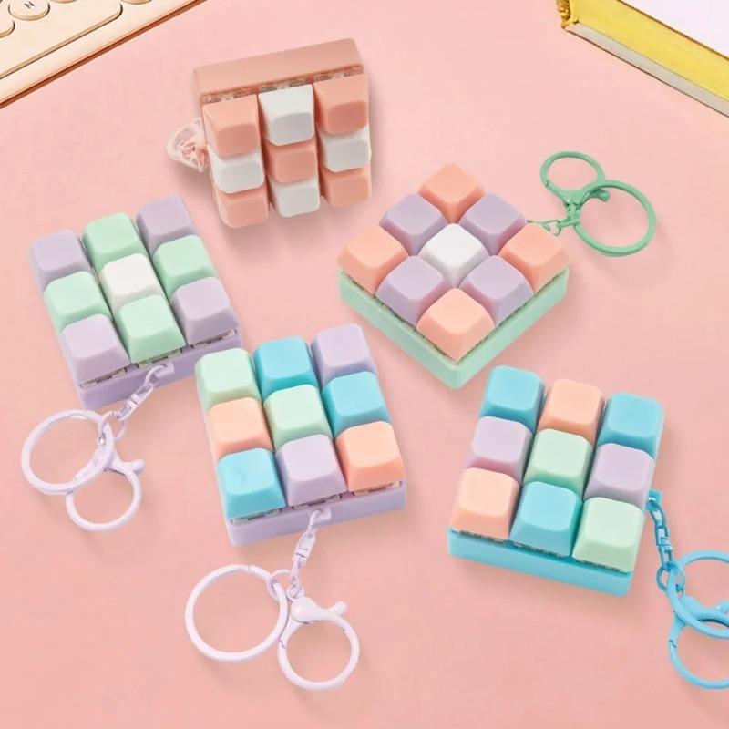 Fidget Decompression 9 Keyboard Key Toy for Adults Antistress Toys Boys Girls Anti Stress Finger Keyboard Games Keychain