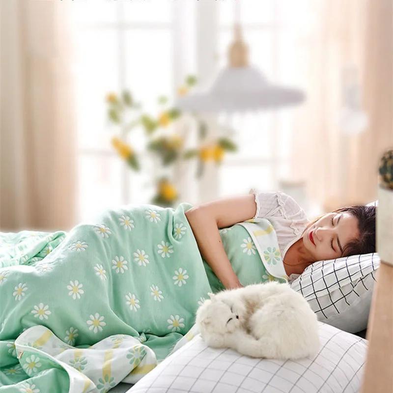 Nordic Throw Blanket For Beds Cotton Gauze Towel Quilt Adult Kawaii Blanket Summer Thickened Sofa Cover Soft Cartoon Bedspread