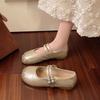 Модная женская обувь 2025 лето новая с круглым носком и мелким вырезом корейская версия маленькая свежая плоская обувь обувь Doudou женская обувь
