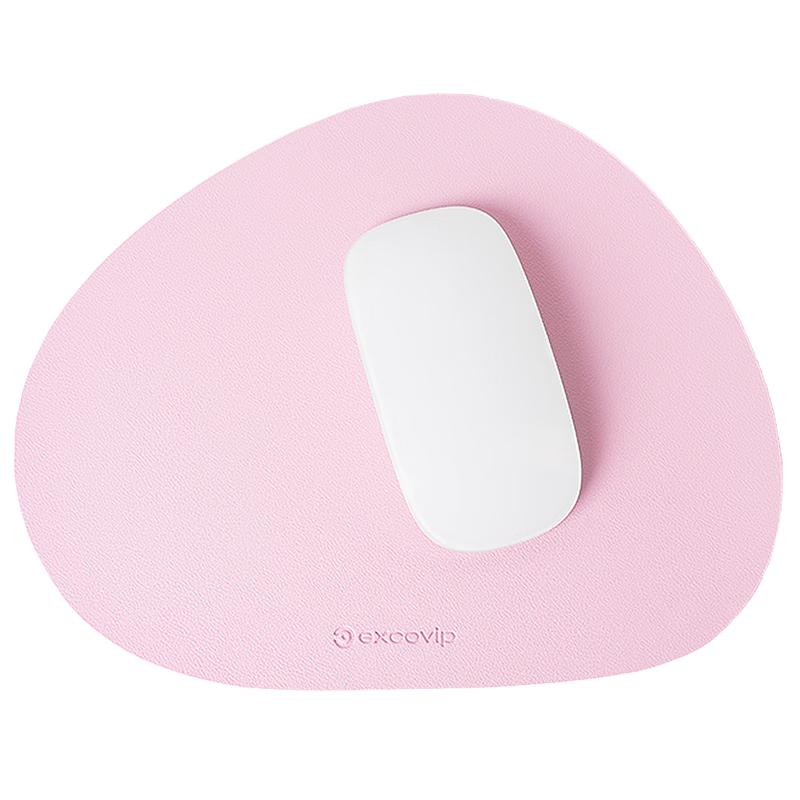 EXCO (EXCO) Pink Round Triangular Leather Mouse Pad, Small Size, Laptop Desk Pad, Waterproof Leather, Gaming Pad, Portable, Washable, 0396
