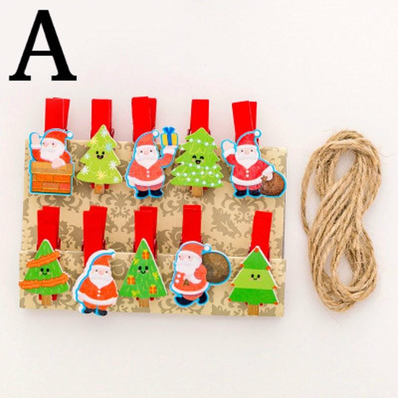 10 шт./компл. Рождественский Санта-Клаус Деревянные зажимы Мини Деревянные Прищепки для одежды Фотобумага Прищепка для поделок Зажим