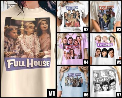 Футболка Full House V1-7 Винтажная 8 Цветов Мужская Футболка Цифровая Печать DTG Размеры S M L XL 2XL 3XL 4XL 5XL