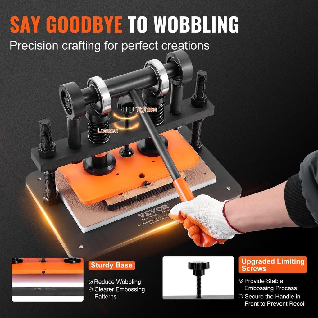 Leather Cutting Machine, 10.2 x 5.9 in Embossing Plate Manual Die Cutter, 0.47 in Pressure Stroke Leather Embossing Machine, Dual Guide Shafts Die Cut