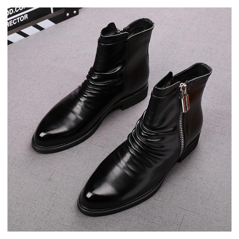Модные мужские вечерние платья для ночного клуба осенне-зимние сапоги черные стильные оригинальные кожаные туфли ковбойские ботильоны крутые короткие ботинки