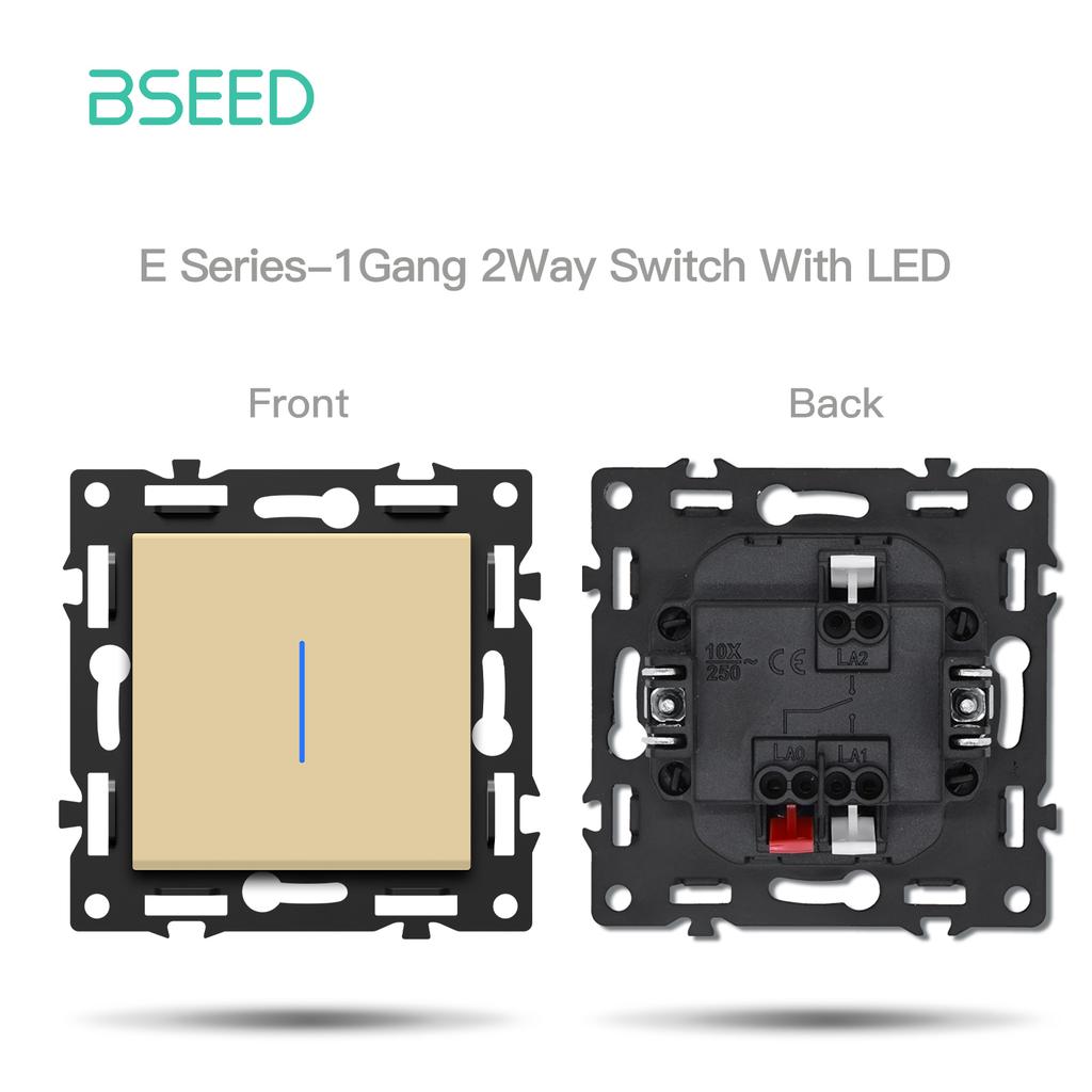 BSEED Button Switch DIY Modules Light Switch Parts Gold Glass Frame DIY Combination Wall Sockets CAT6 USB-C Charge Key E-Series