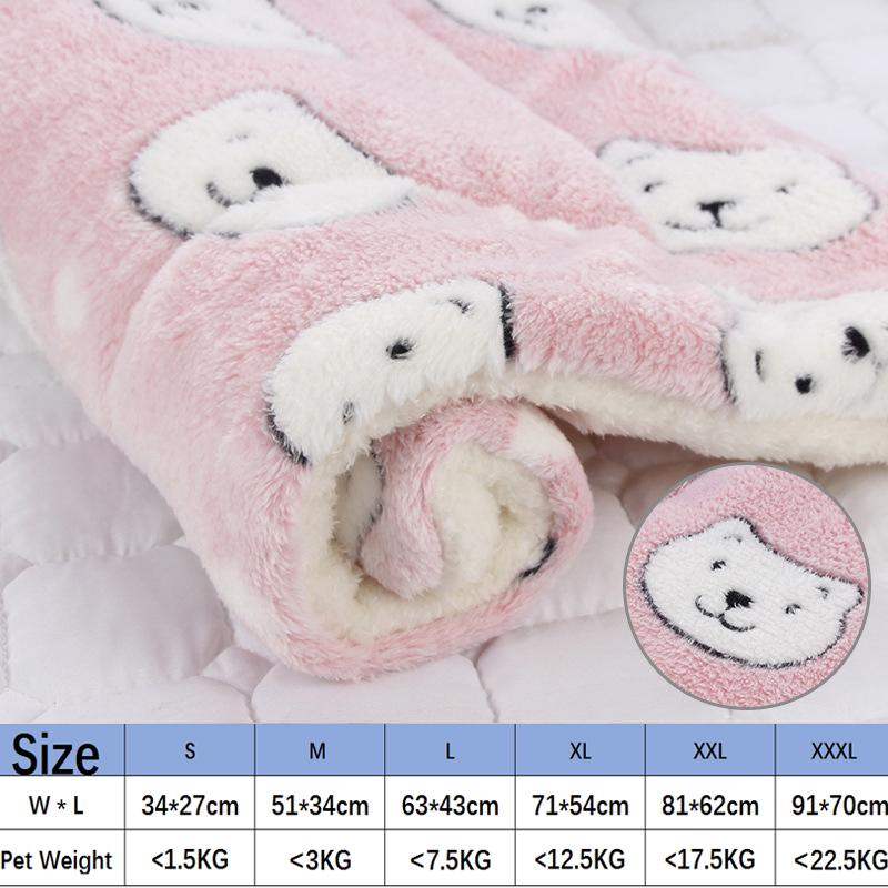 Flannel Dog Bed Thickened Soft Warm Pet Sleeping Mat Fleece Dog Blanket for Puppy Cat Dog Cushion Sofa Cushion Pet Accessories