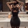 Long Night, romantic lingerie, sexy and hot lace cutout, tight-fitting dress for women, black spice girls, nightclub uniform 1960