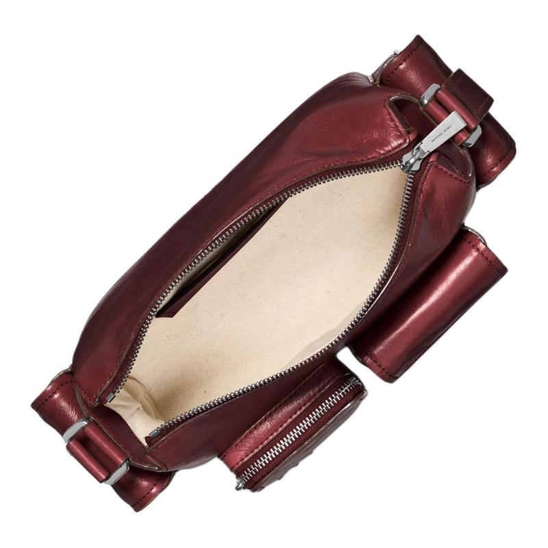 MICHAEL KORS DAKOTA Silver Accessories Cow Leather Crossbody Bag Medium Women's Brown Red