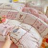 Thickened Milk Fleece Four-Piece Set, Milk Fleece Coral Fleece Bed Sheet Quilt Cover Double-Sided Flannel Bed Three-Piece Set