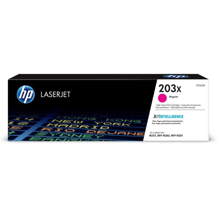 Cartouche de toner magenta HP 203X grande capacité pour HP Color LaserJet Pro M254/M280/M281