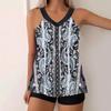 Women's Swimwear Tankini 2 Piece Swimsuit Green Pattern Print Vacation Bathing Suits