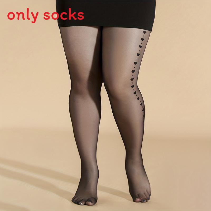 Plus Size Polka Dot Stockings With Sheer Mesh And Letters For Nightclub Dancewear