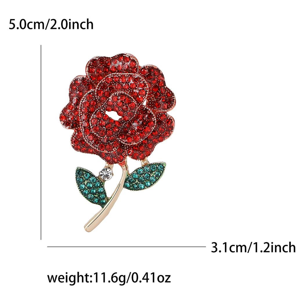 Delicate Alloy Rhinestone Rose Brooch Temperament Versatile Women'S Clothing Corsage Jewelry Pin