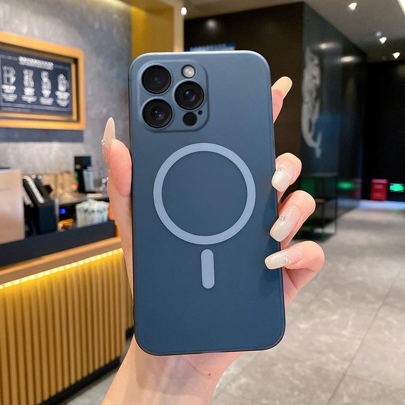 Однотонный матовый прозрачный магнитный чехол для iPhone 16 Pro Max 15 Pro 14 Plus 13 12 11 PC защитный чехол для линзы телефона