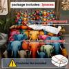 Colorful Elephant Print 3pcs Duvet Cover Set - Soft, Breathable & Comfortable Bedding for All Seasons, Includes 1 Duvet Cover